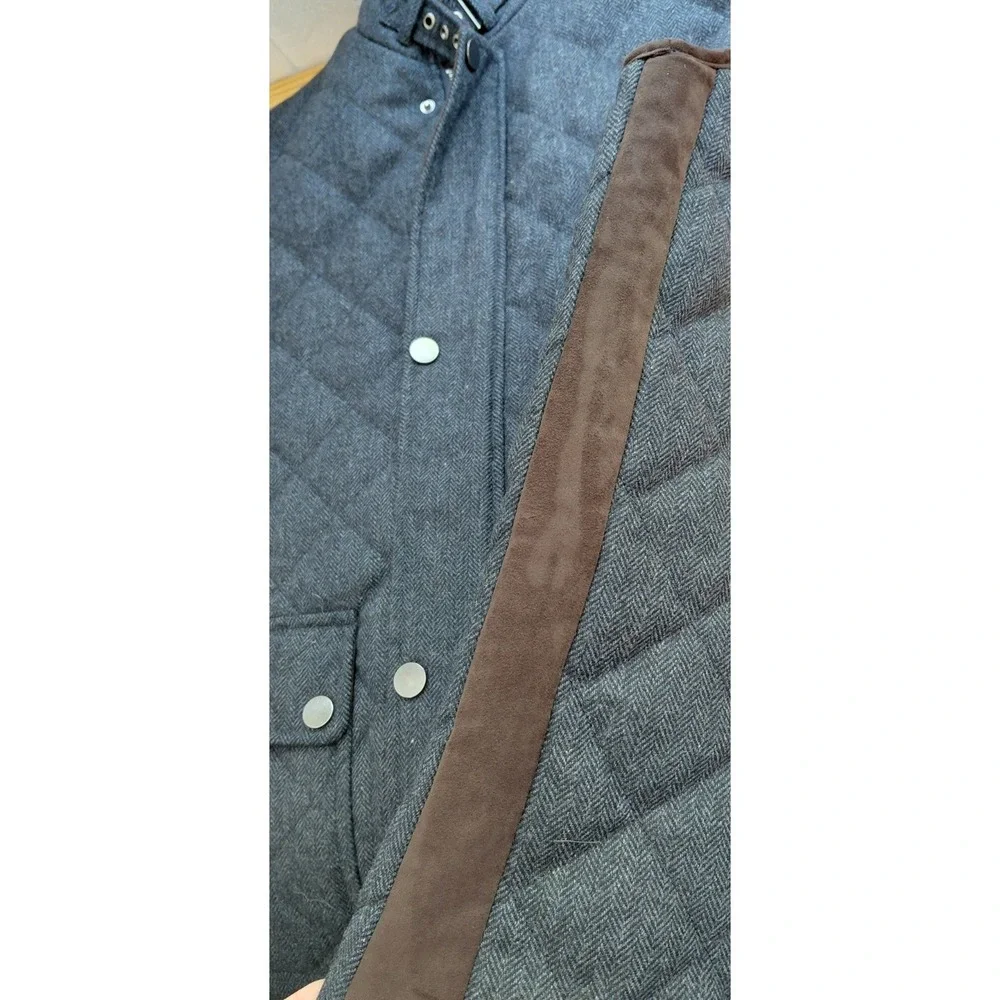 Pronto Uomo Full Zip Blue/Brown Quilted Vest Lined With Inside Pocket SZ L New